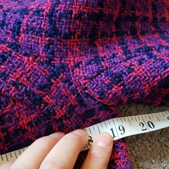 Vintage Pink and Purple Plaid Buttoned Trench Coat Wool - Picture 7 of 9